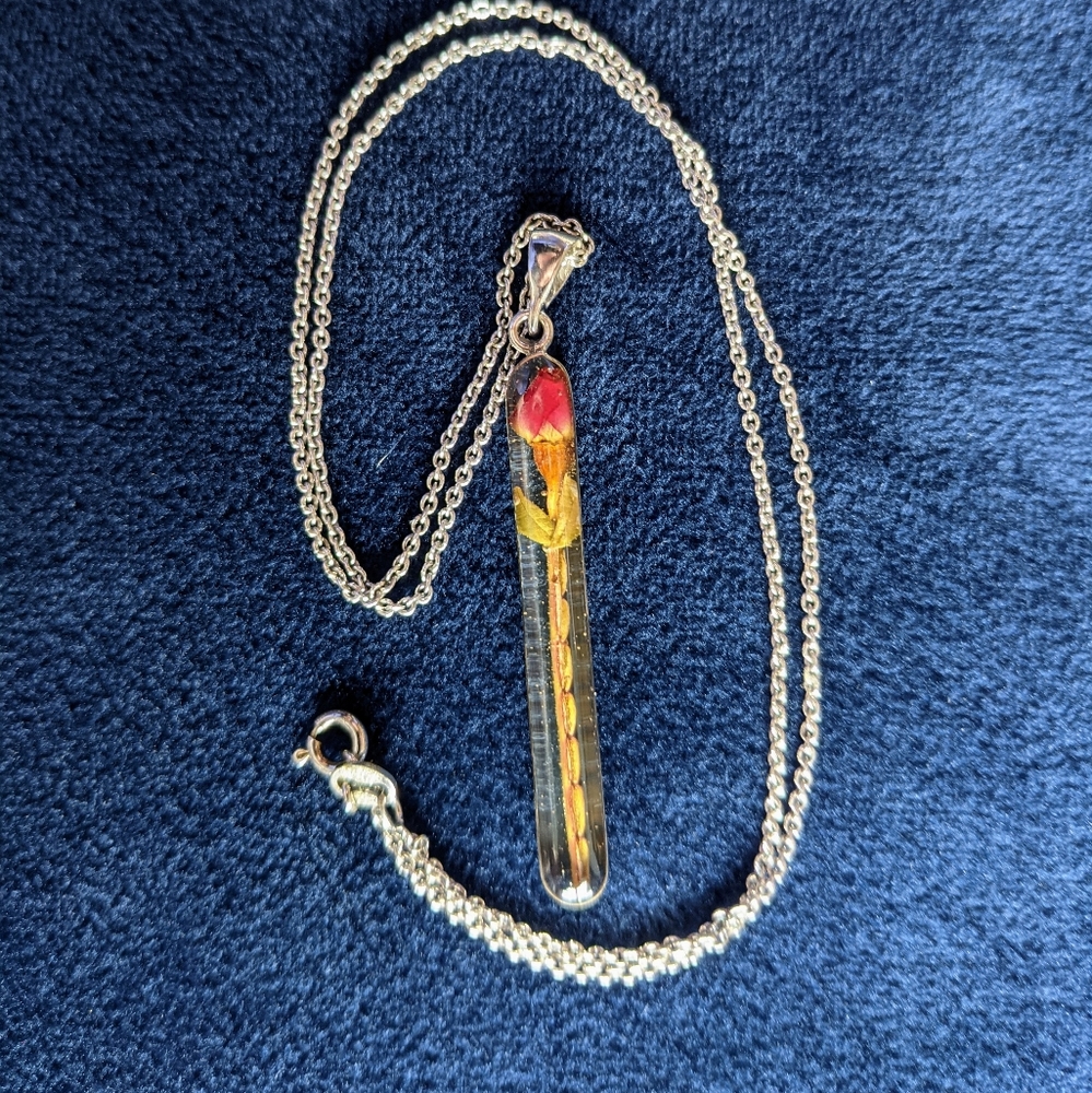 Sterling Silver Rosebud Pendant Necklace